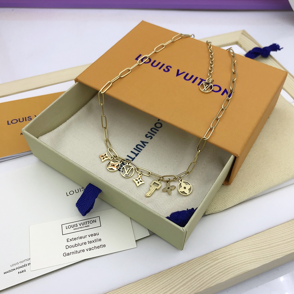 L0vis Vvtt0n Key Big Chain Necklace Gold Tone For Women