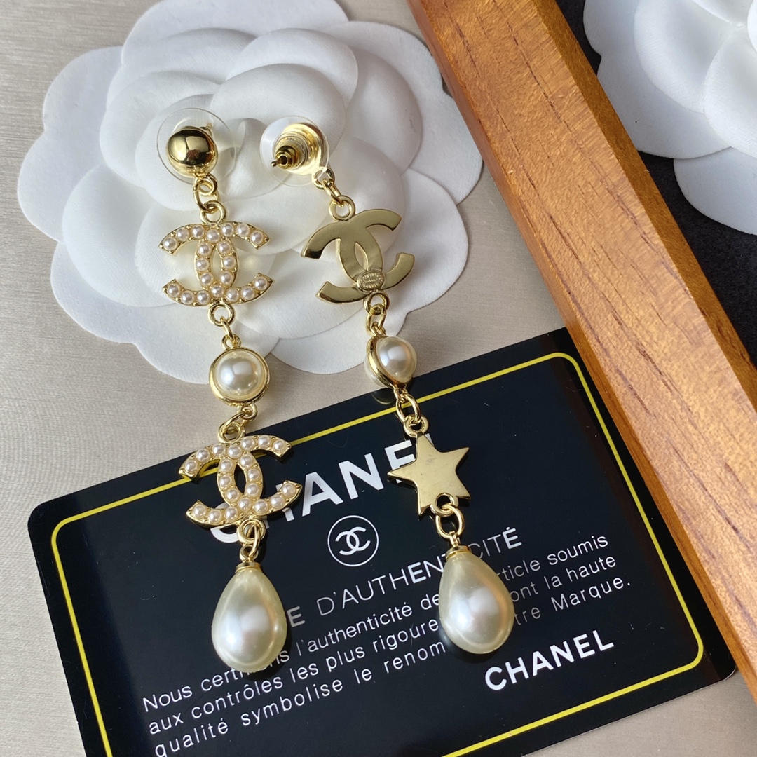 Ch**el Large Asymmetrical Earrings Gold For Women