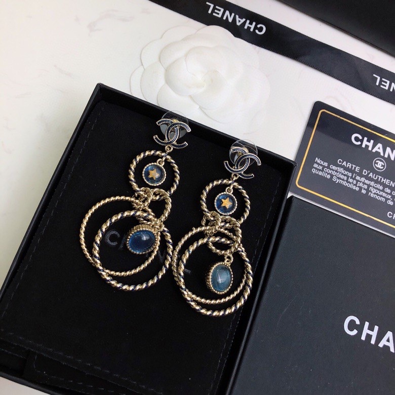 Ch**el Multi Circles Earrings Gold Tone For Women