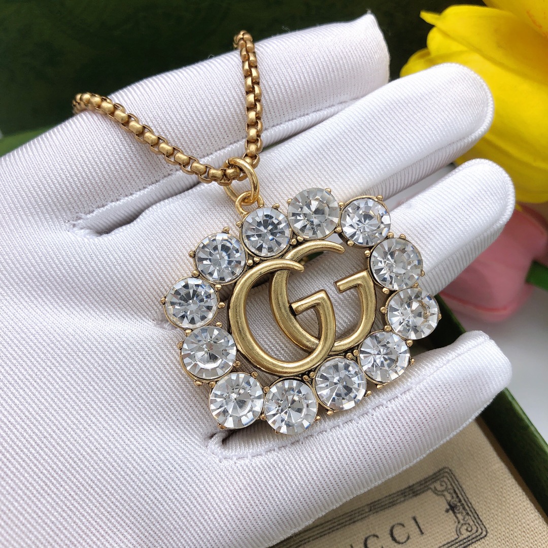 Gvc*1 Square Crystal Necklace Gold For Women