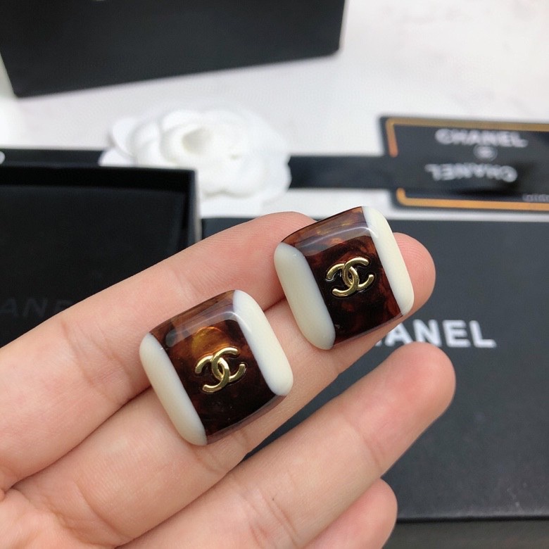Ch**el Stud Earrings Black For Women