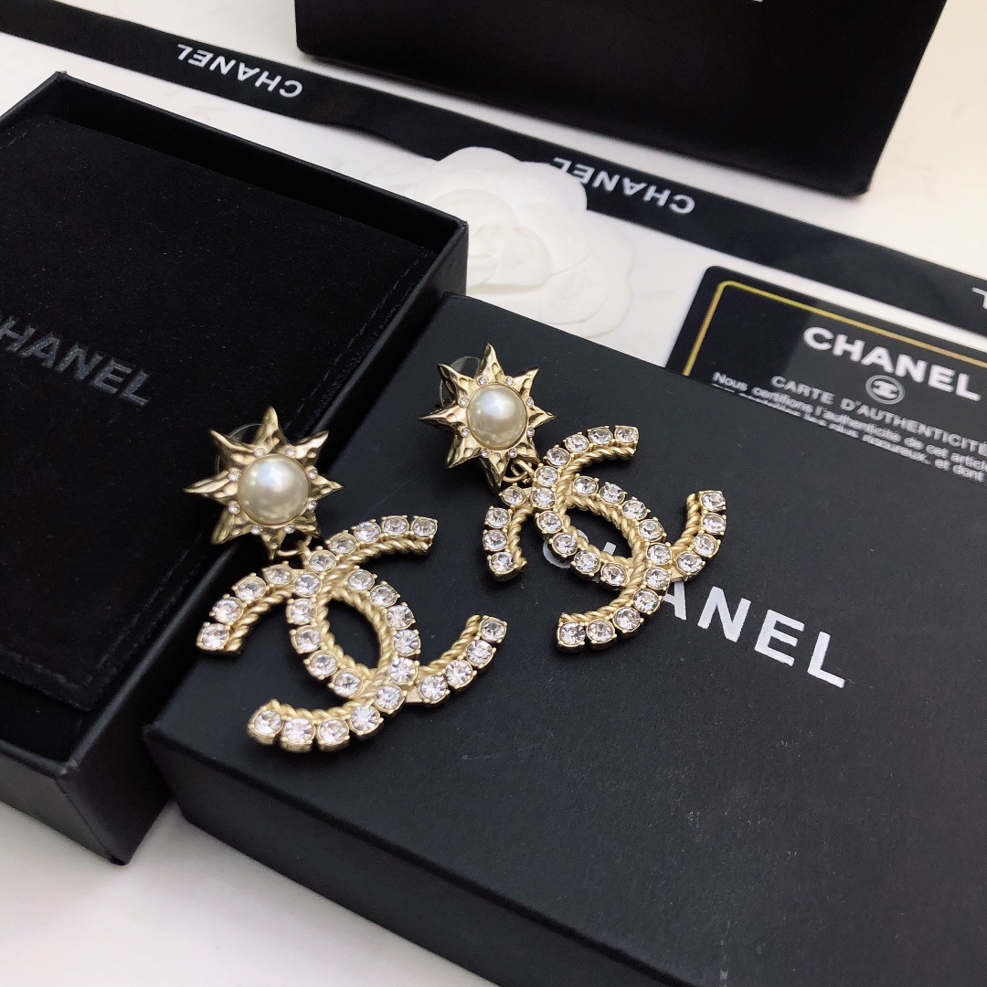 Ch**el Sun Shape Earrings Gold Tone For Women