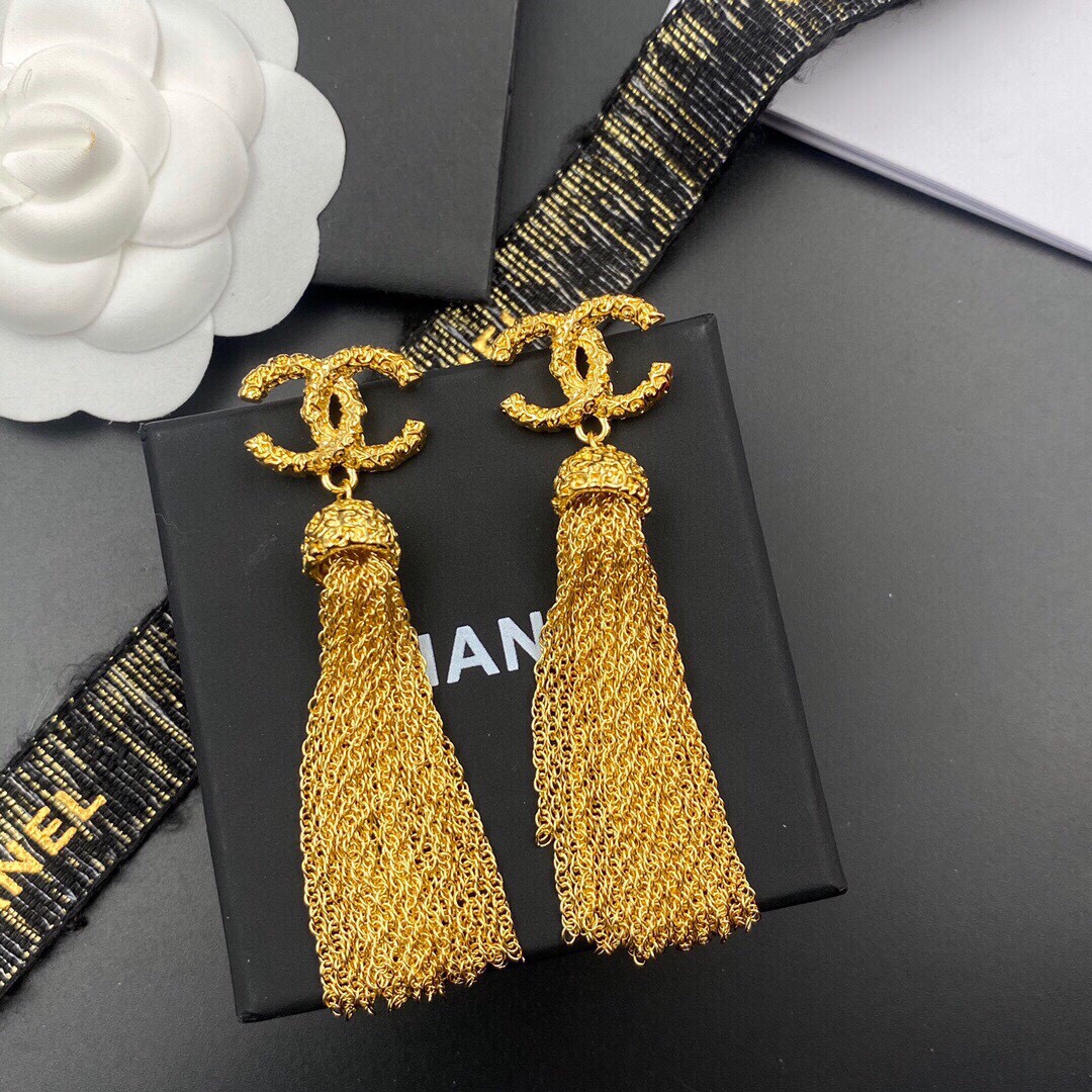 Ch**el Tassel Earrings Gold For Women