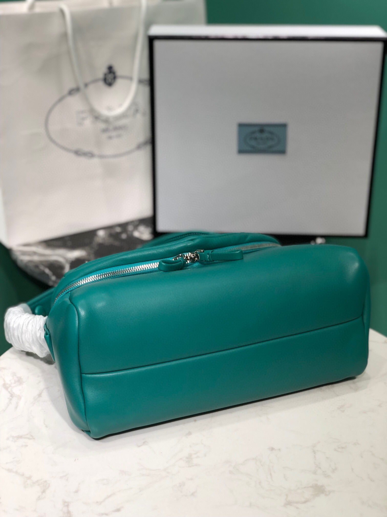 Pra*a Padded Nappa Pra*a Signaux Bag In Green For Women 13in/ 33cm