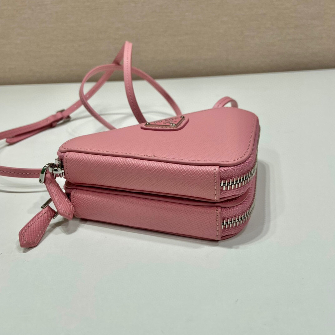 Pra*a Saffiano Mini Pouch In Pink For Women 5.9in/ 15cm 1NR015_053_F0442