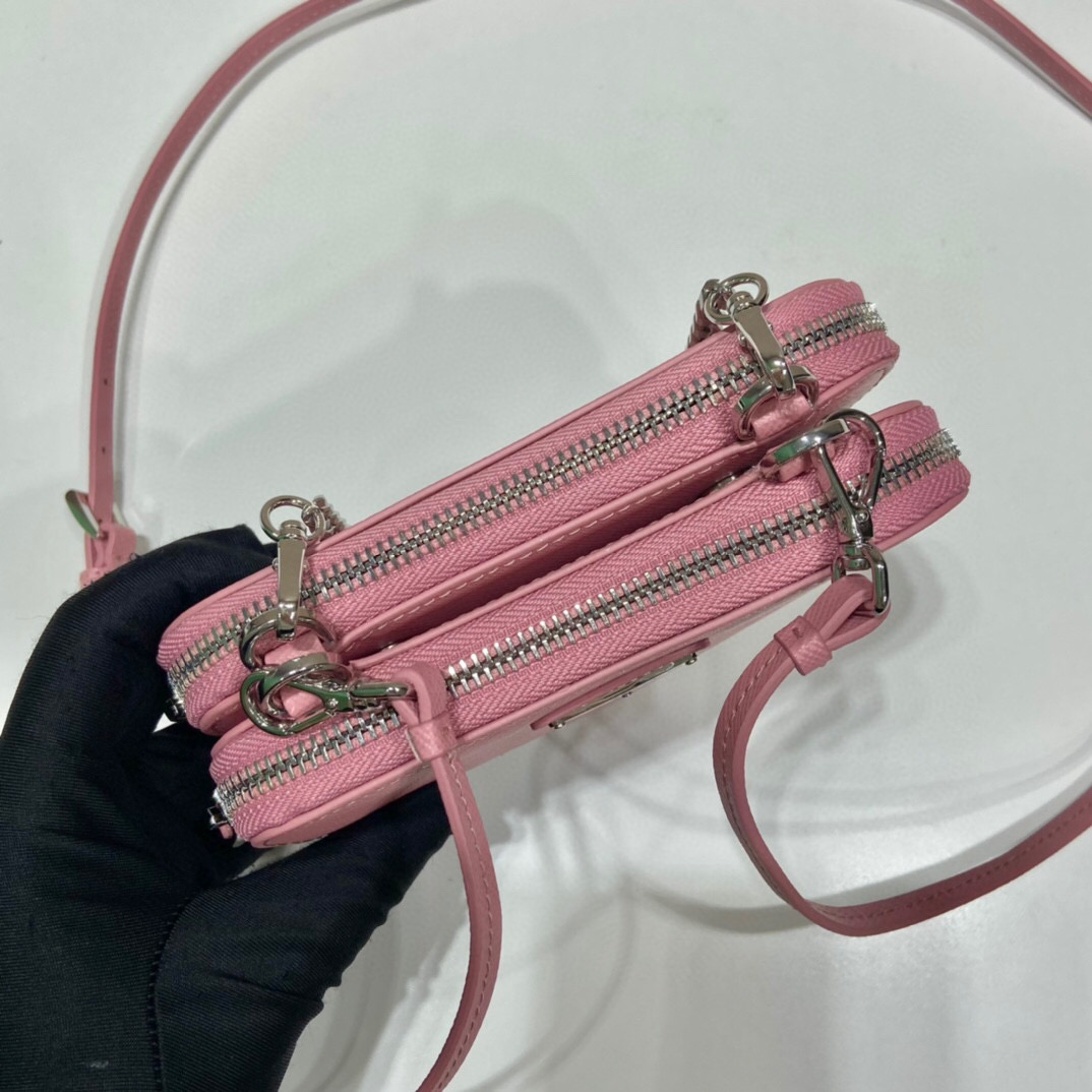 Pra*a Saffiano Mini Pouch In Pink For Women 5.9in/ 15cm 1NR015_053_F0442