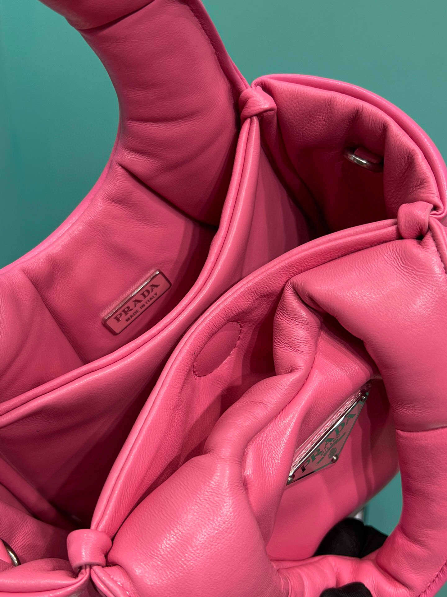 Pra*a Small Padded Pra*a Soft Nappa Bag In Pink For Women 7.1 in/ 18 cm