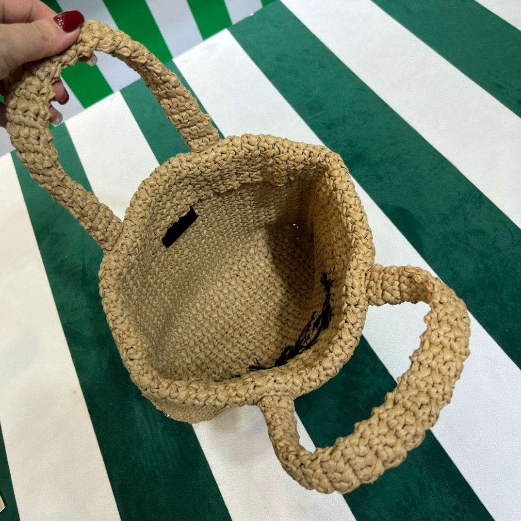 [True-to-ORIGINAL] Pra*a Small Raffia Tote Bag In Beige For Women 9.4 in/24cm 1BG422_2A2T_F0018_V_OOL