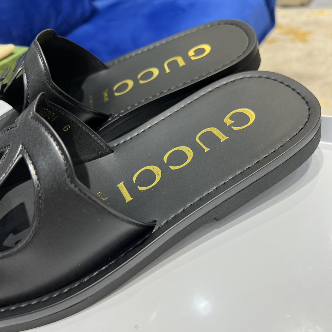 Gvc*1 Interlocking-G Cut-Out Slide Sandal Black For Men