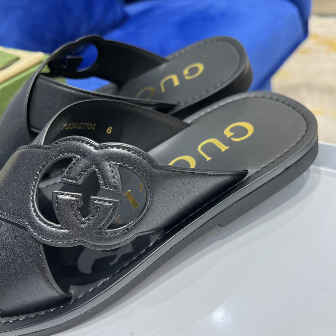 Gvc*1 Interlocking-G Slide Sandal Black For Men 738471 US000 1000