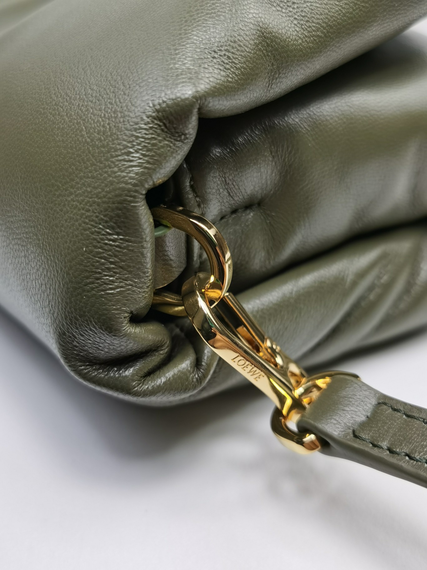 L0ew* Mini Puffer Goya Bag Black/Beige/Green Khaki For Women 7.9in / 20cm A896W56X01