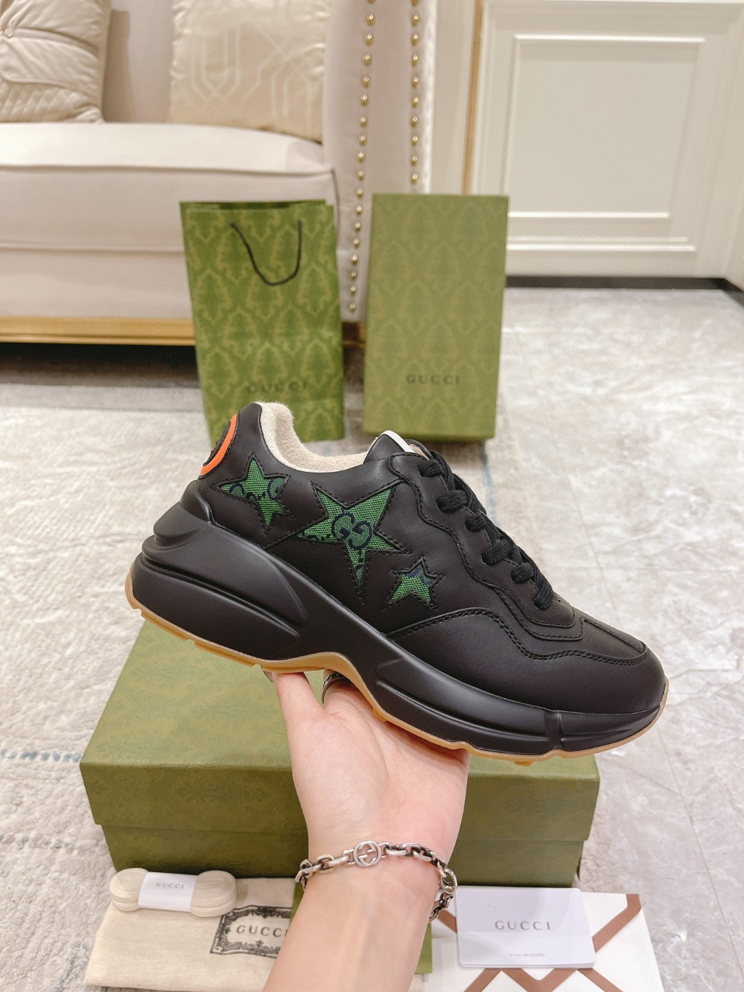 Gvc*1 Rhyton Sneaker With Stars Black For Men 665604 2SHD0 1060