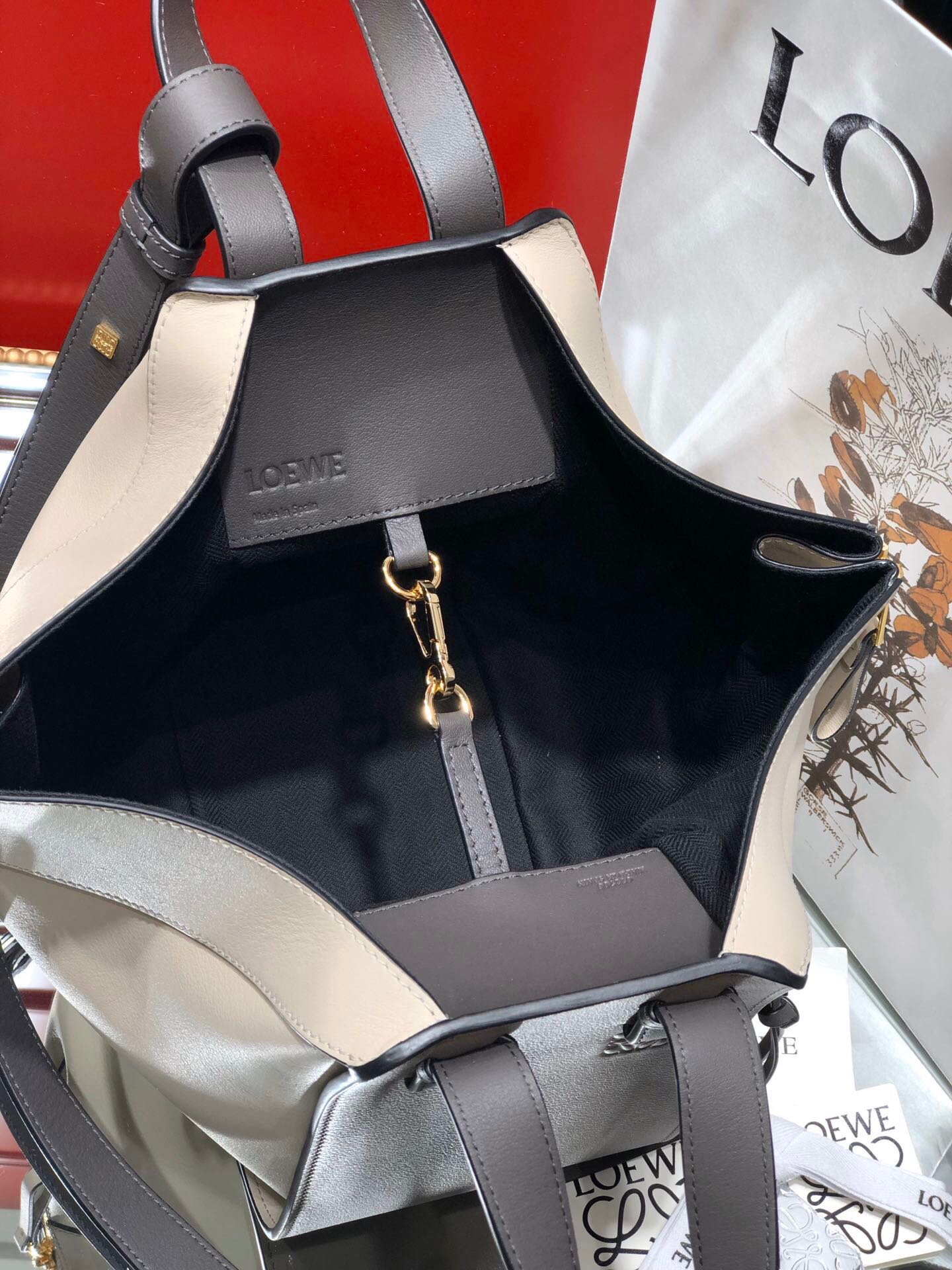 L0ew* Small Hammock Bag Blue/Pink/Beige/White/Brown/Burgundy/Grey For Women 11.8in / 30cm