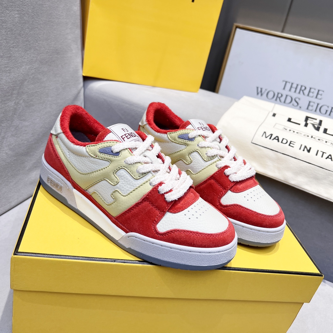 F**di FD Match Low Tops Sneakers Red For Men 7E1493AI1NF1H1D