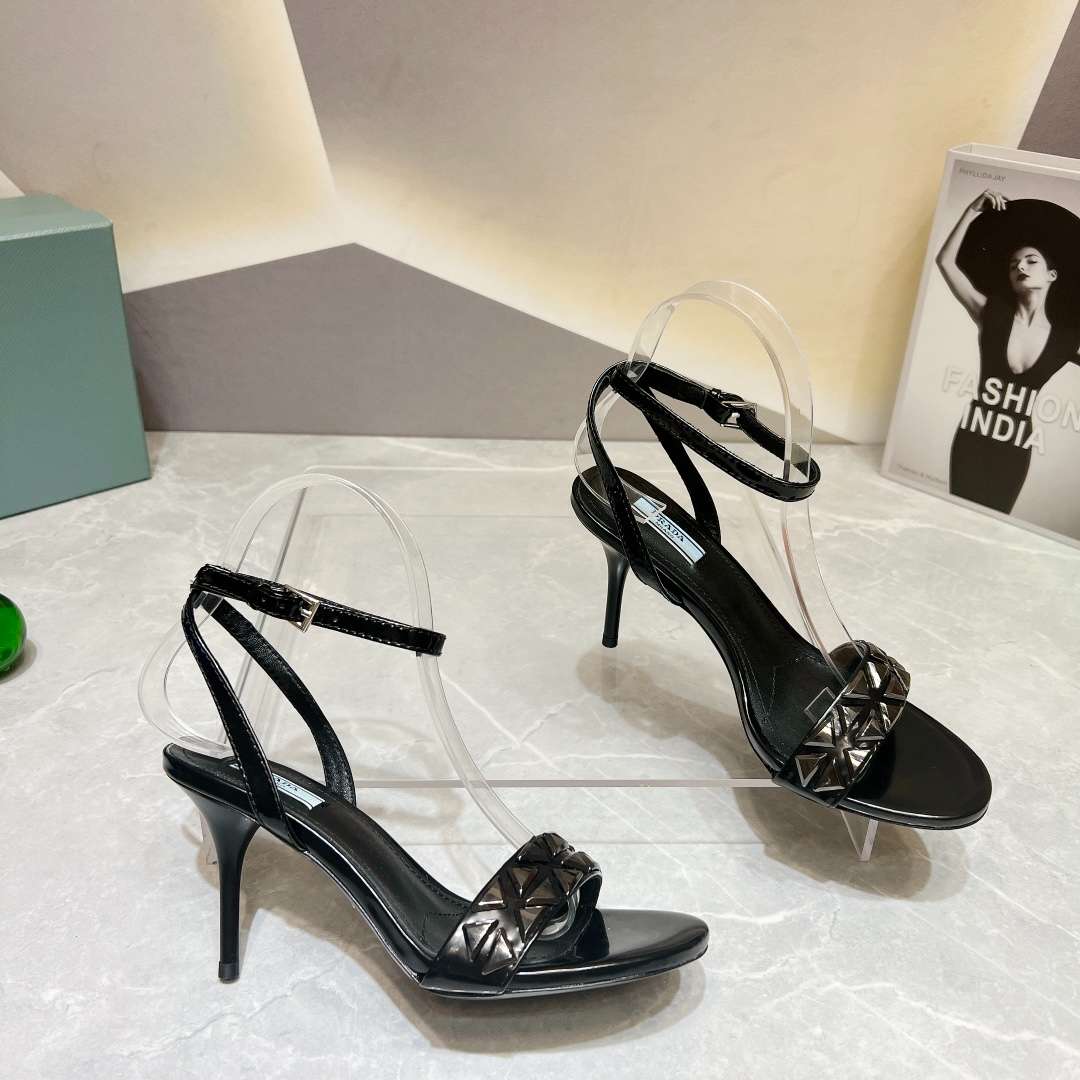Pra*a Ankle Strap Pumps Black For Women