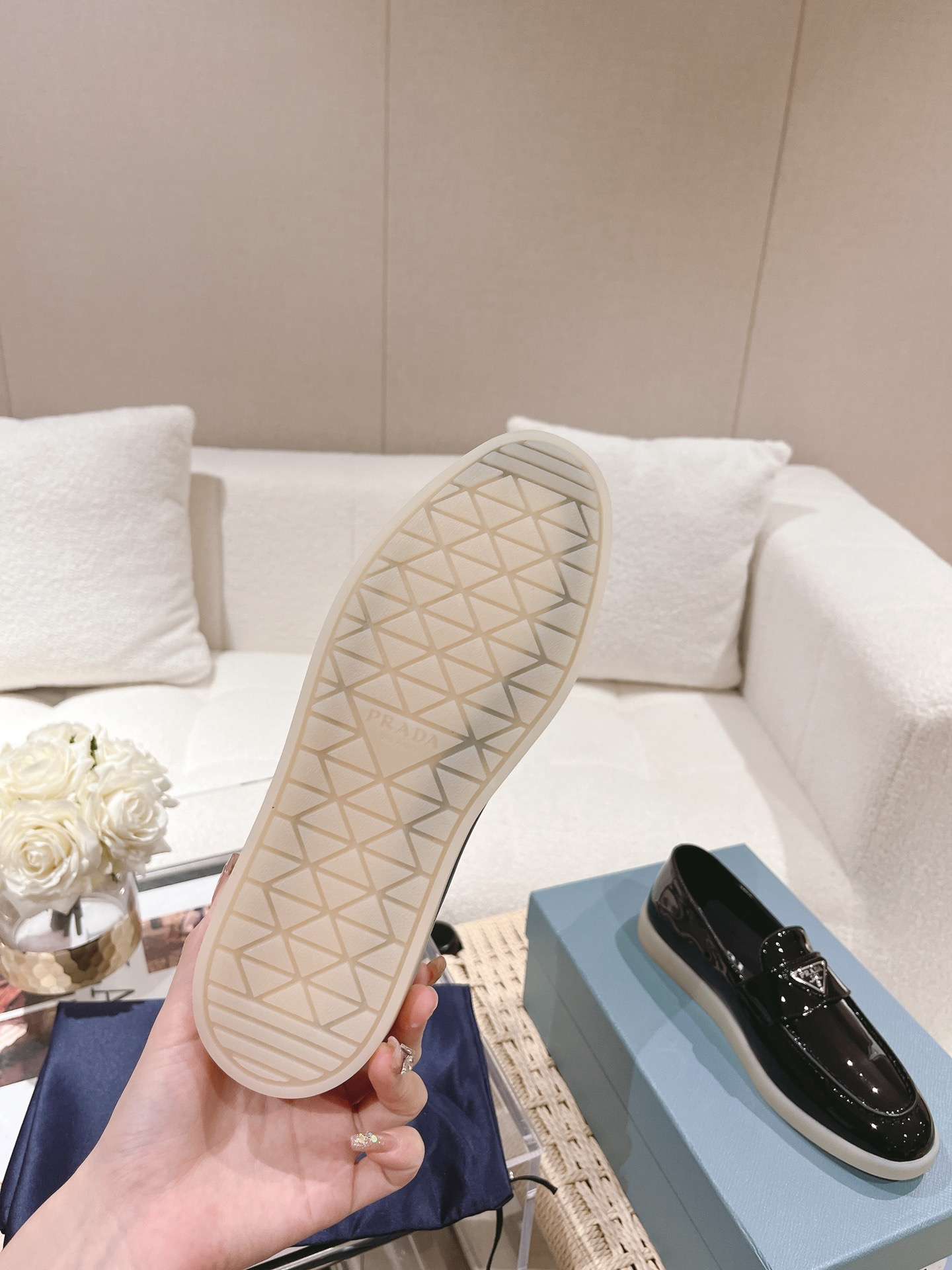 Pra*a Brushed Loafers Black For Women