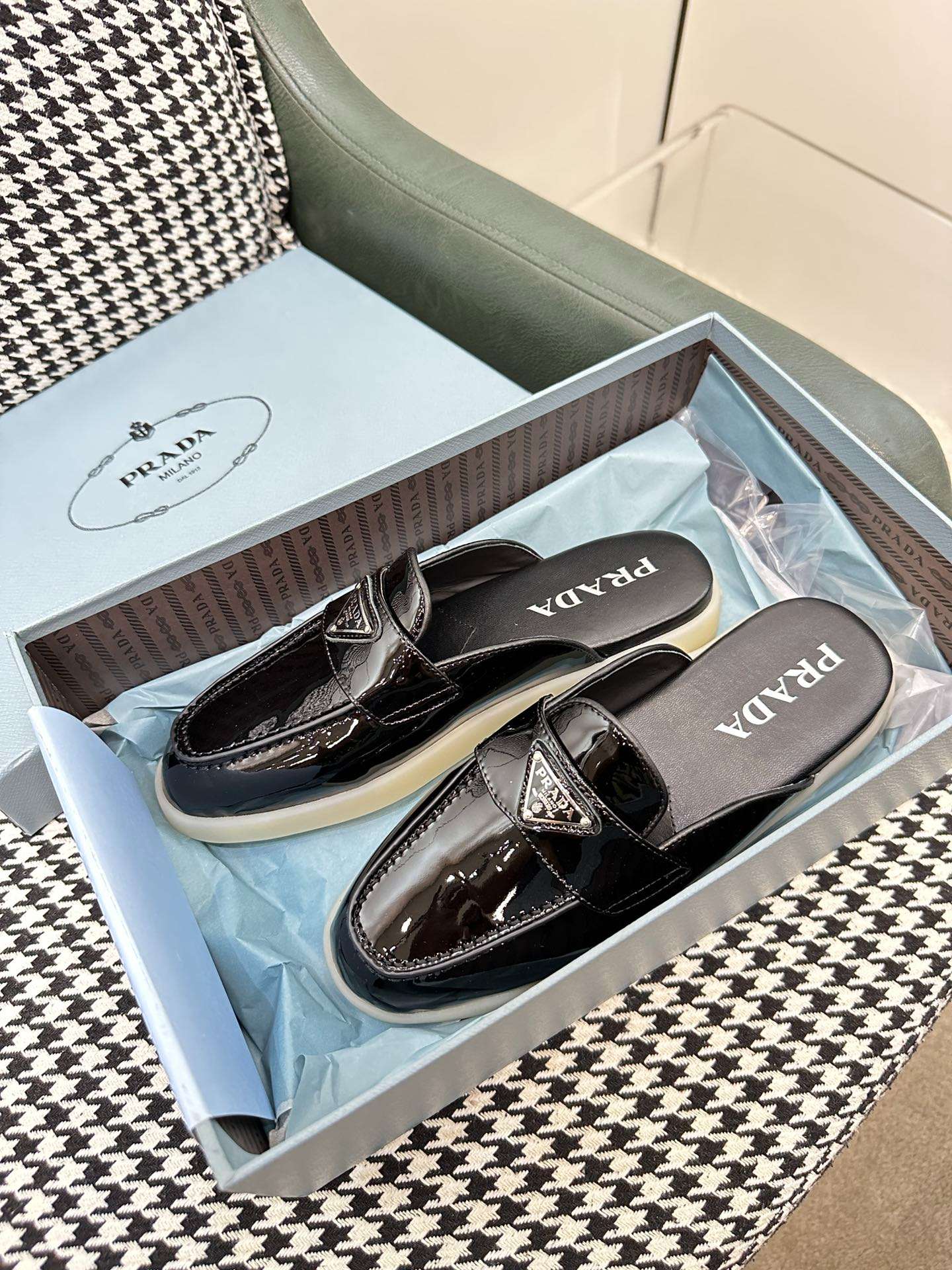 Pra*a Brushed Sabots Black For Women