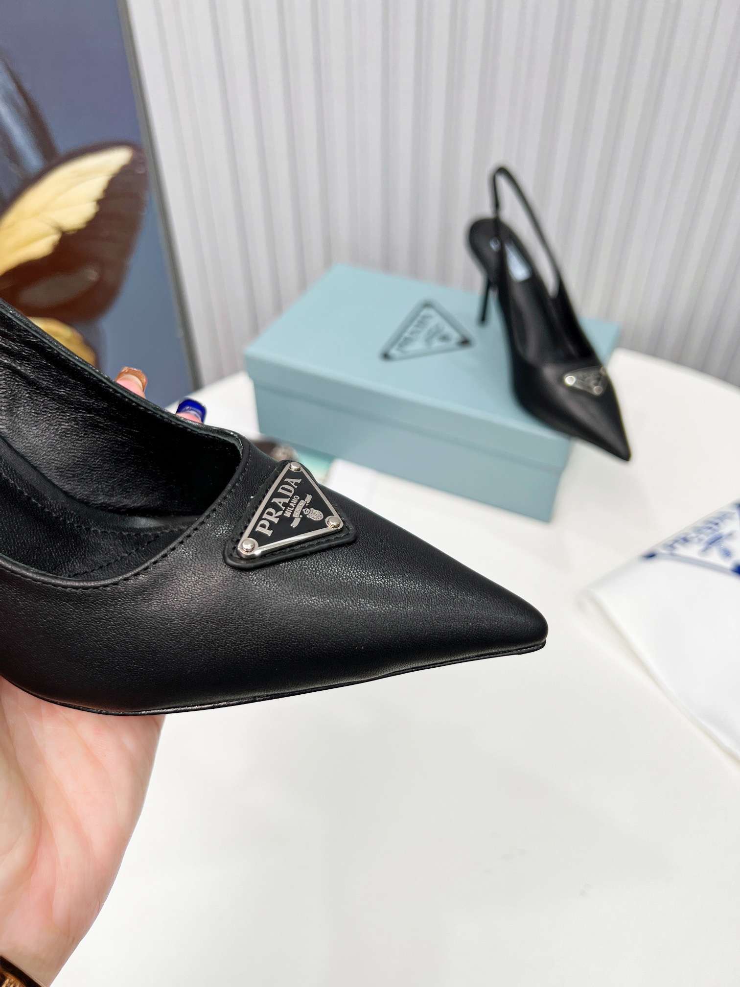 Pra*a Brushed Sling Pumps Black For Women