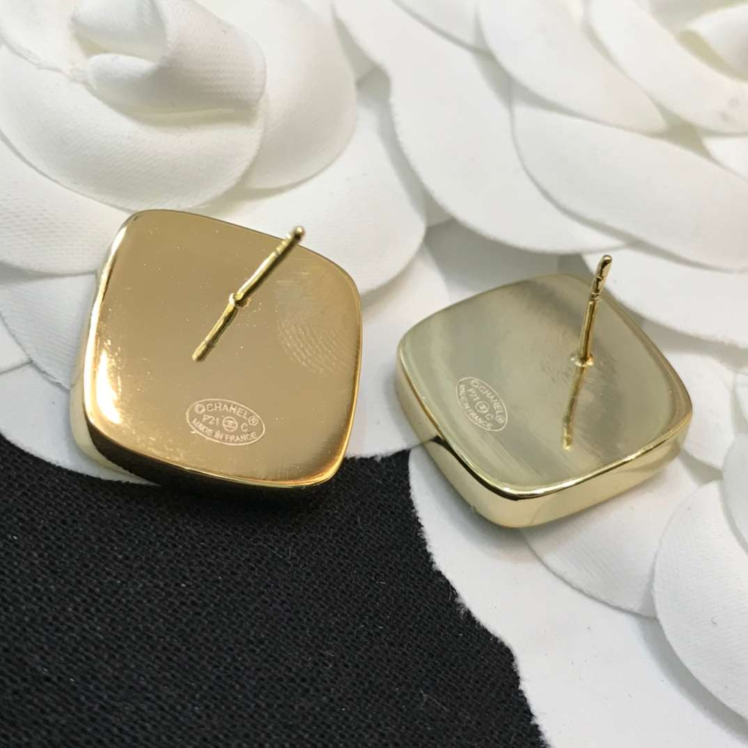 Ch**el CC Stud Earrings Green For Women