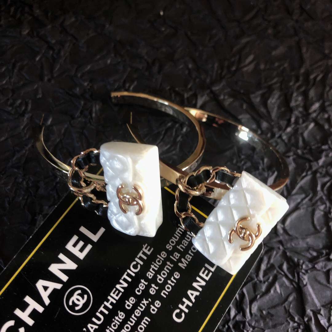 Ch**el Carrier Bag Earrings White For Women