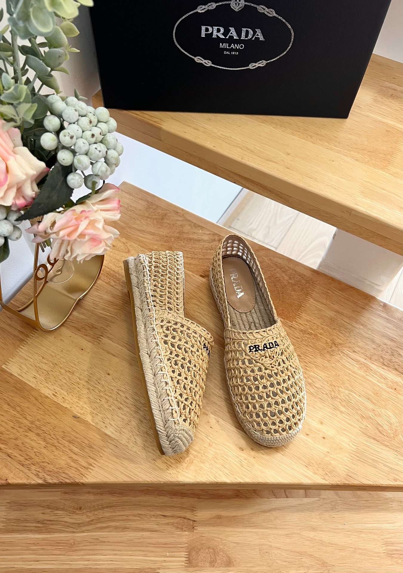 Pra*a Crochet Espadrilles Beige For Women 1S055N_3LLQ_F0018_F_020