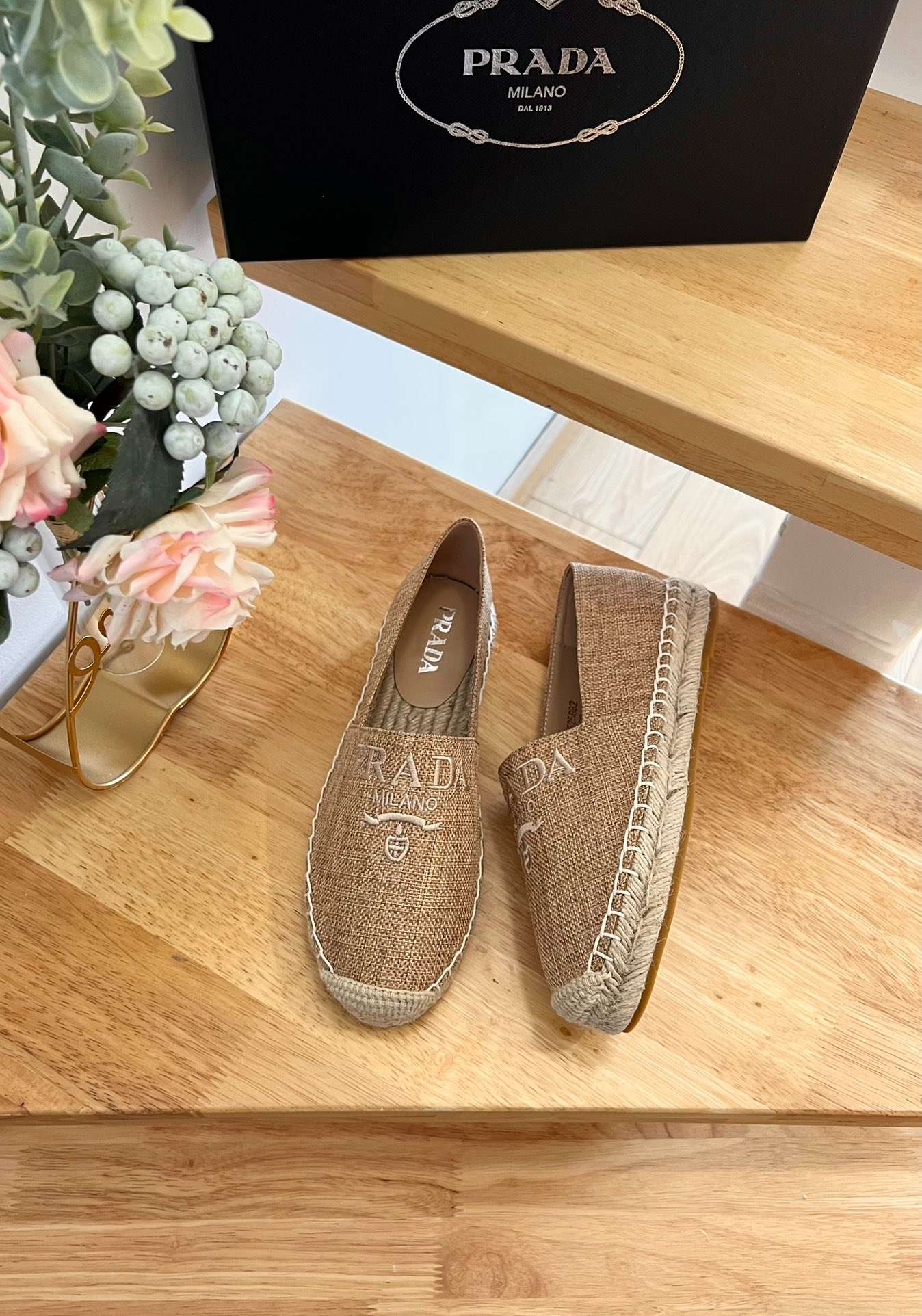 Pra*a Linen Espadrilles Brown For Women
