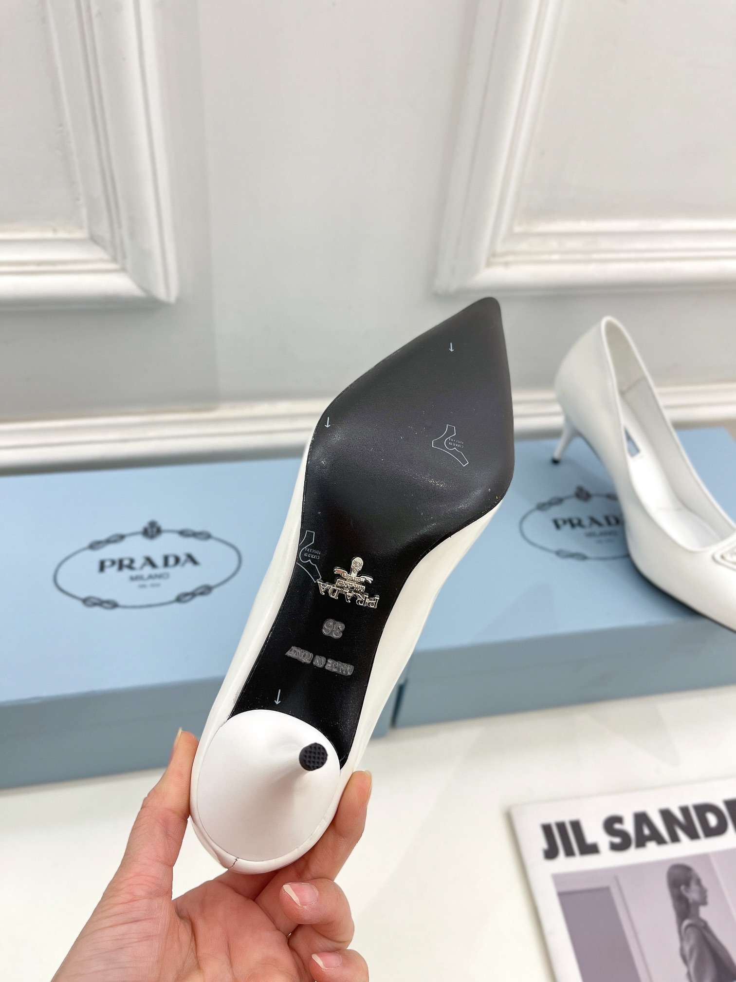 Pra*a Spike Pumps White For Women