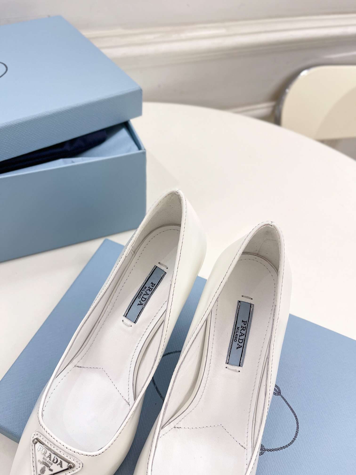 Pra*a Spike Pumps White For Women