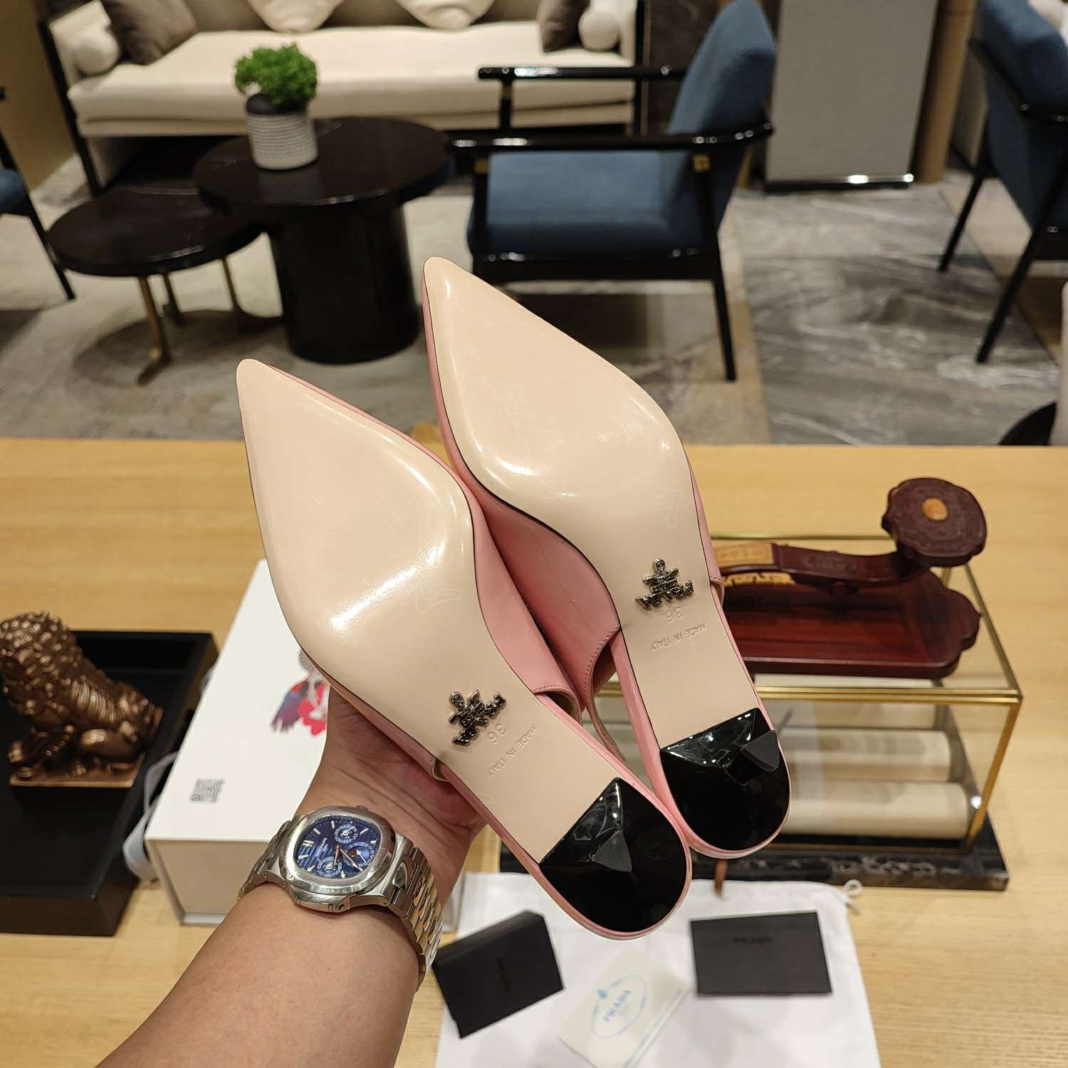Pra*a Slingback Spike Pumps Pink For Women