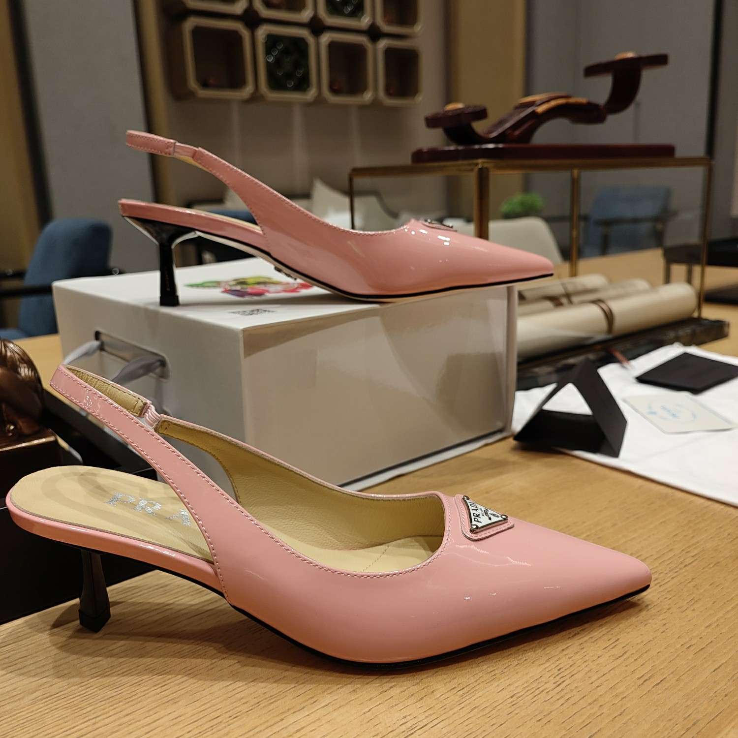 Pra*a Slingback Spike Pumps Pink For Women
