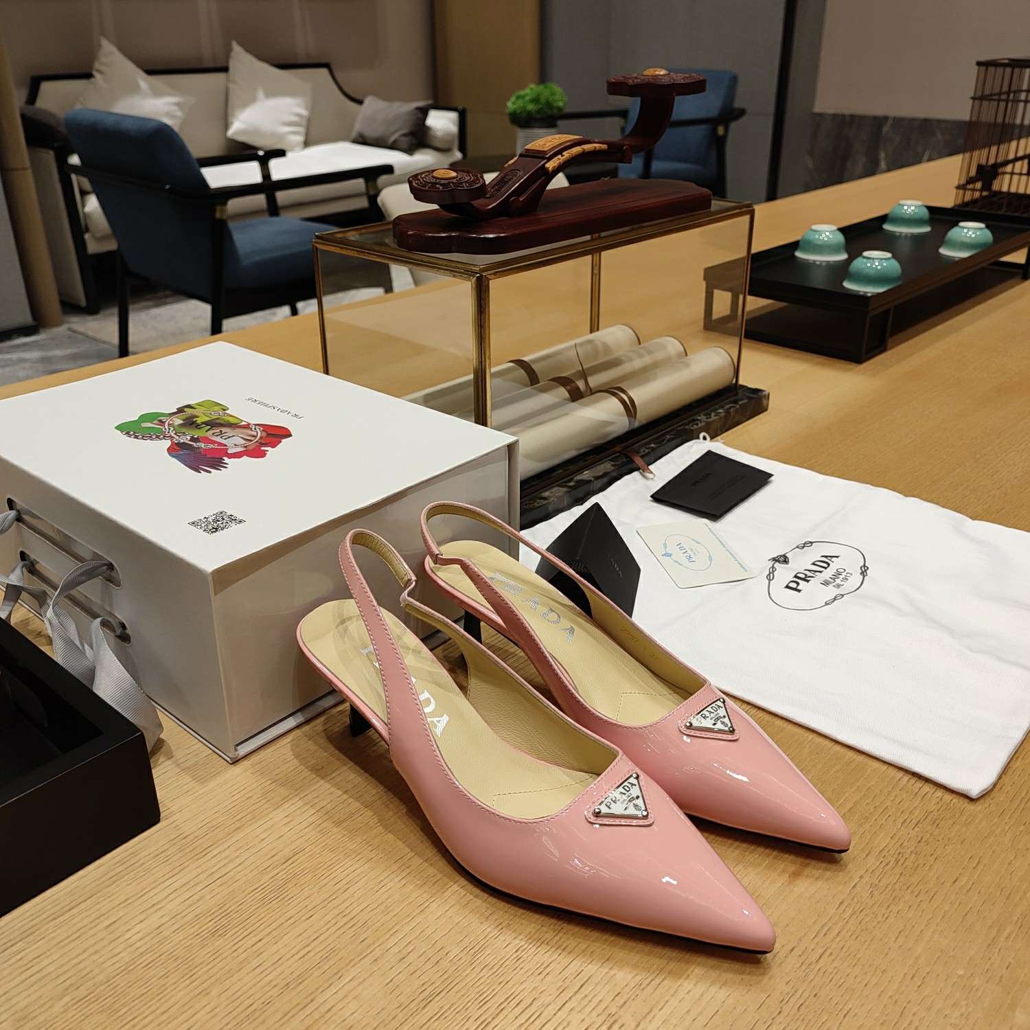 Pra*a Slingback Spike Pumps Pink For Women