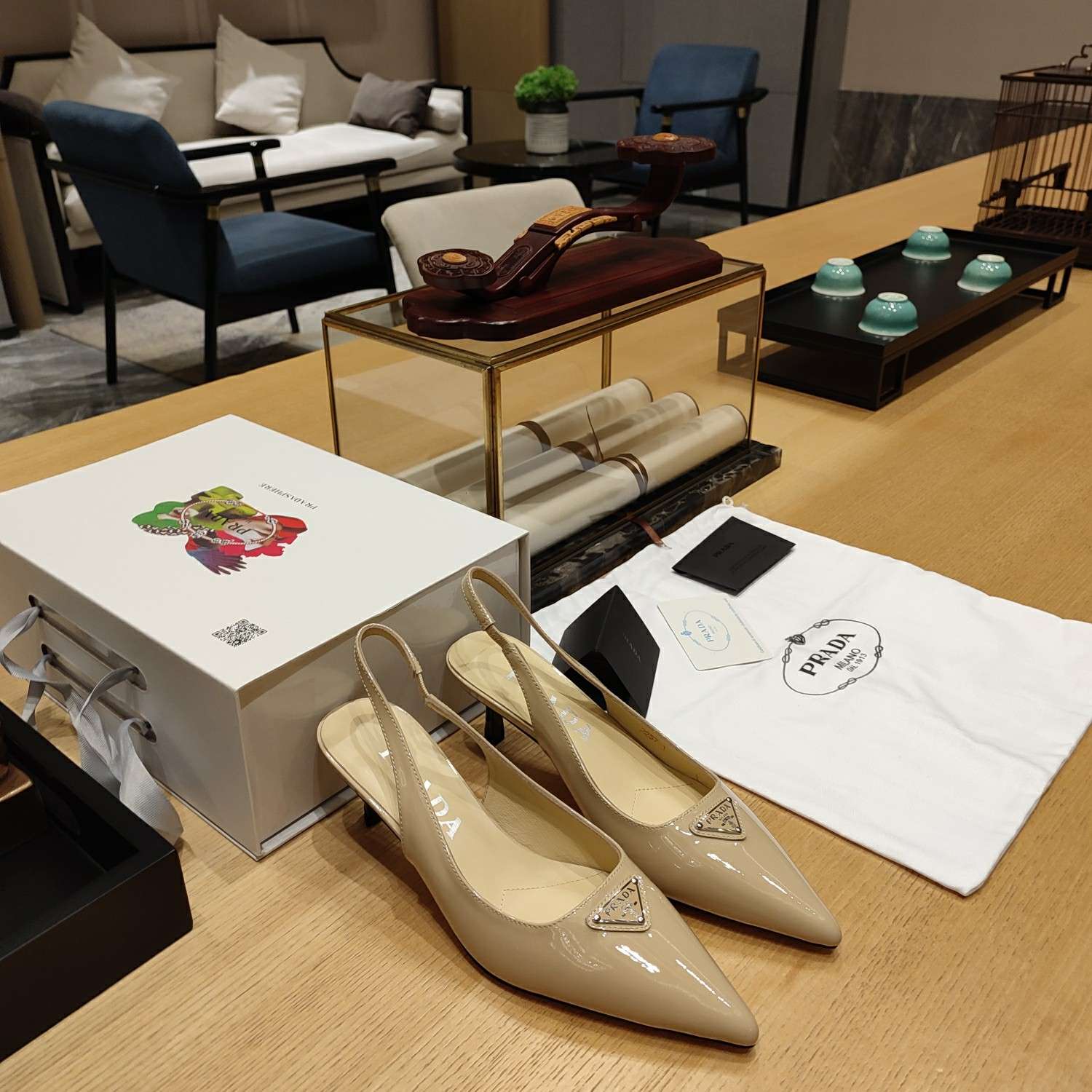 Pra*a Slingback Spike Pumps Brown For Women