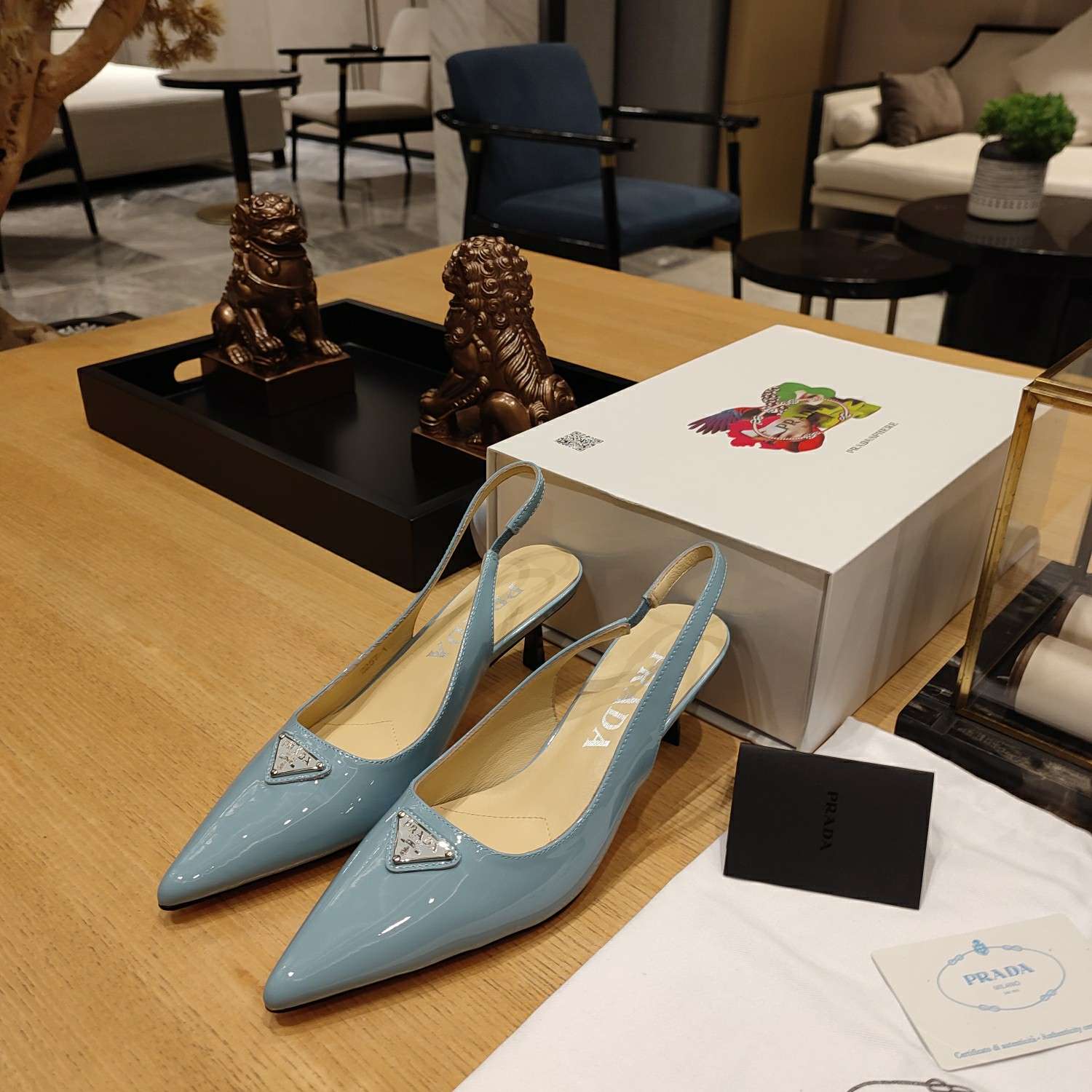 Pra*a Slingback Spike Pumps Blue For Women