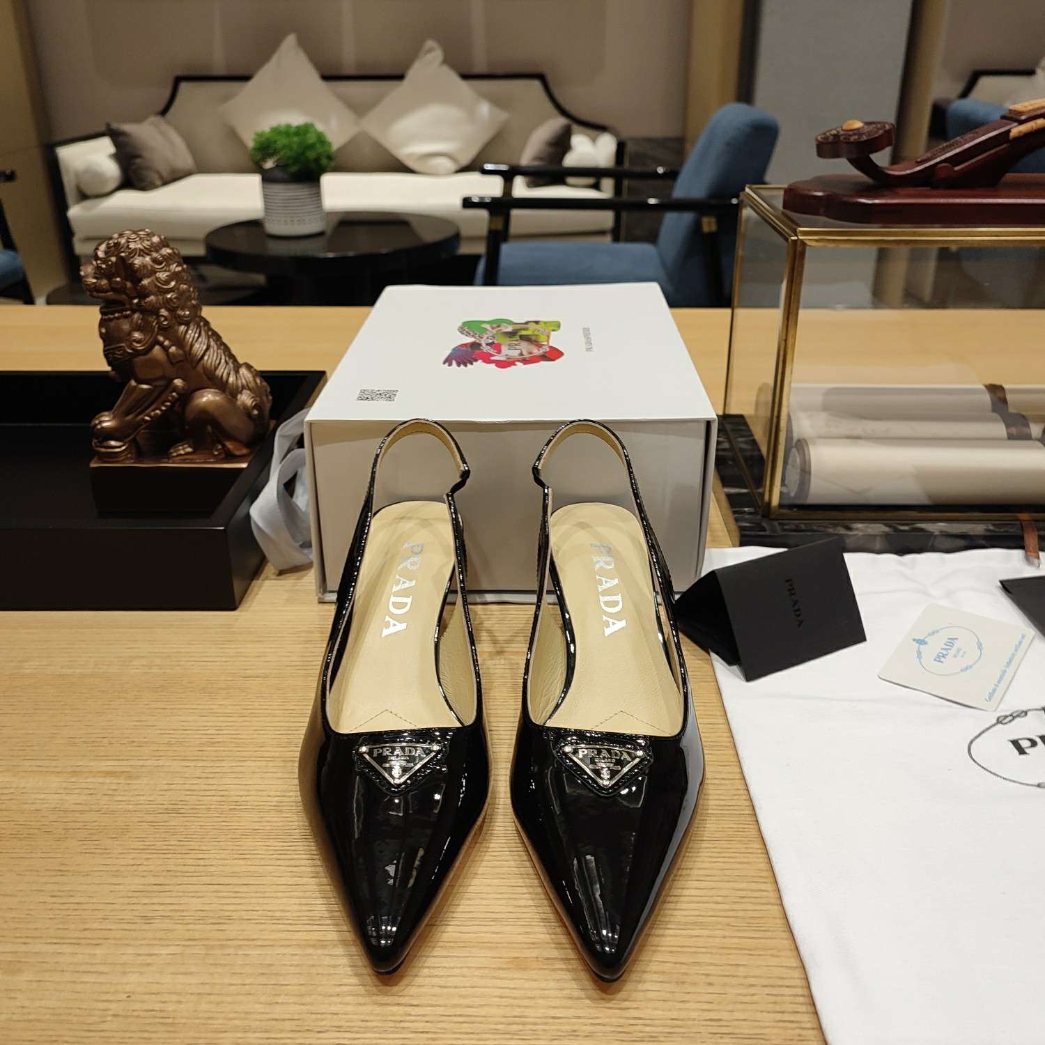 Pra*a Slingback Spike Pumps Black For Women