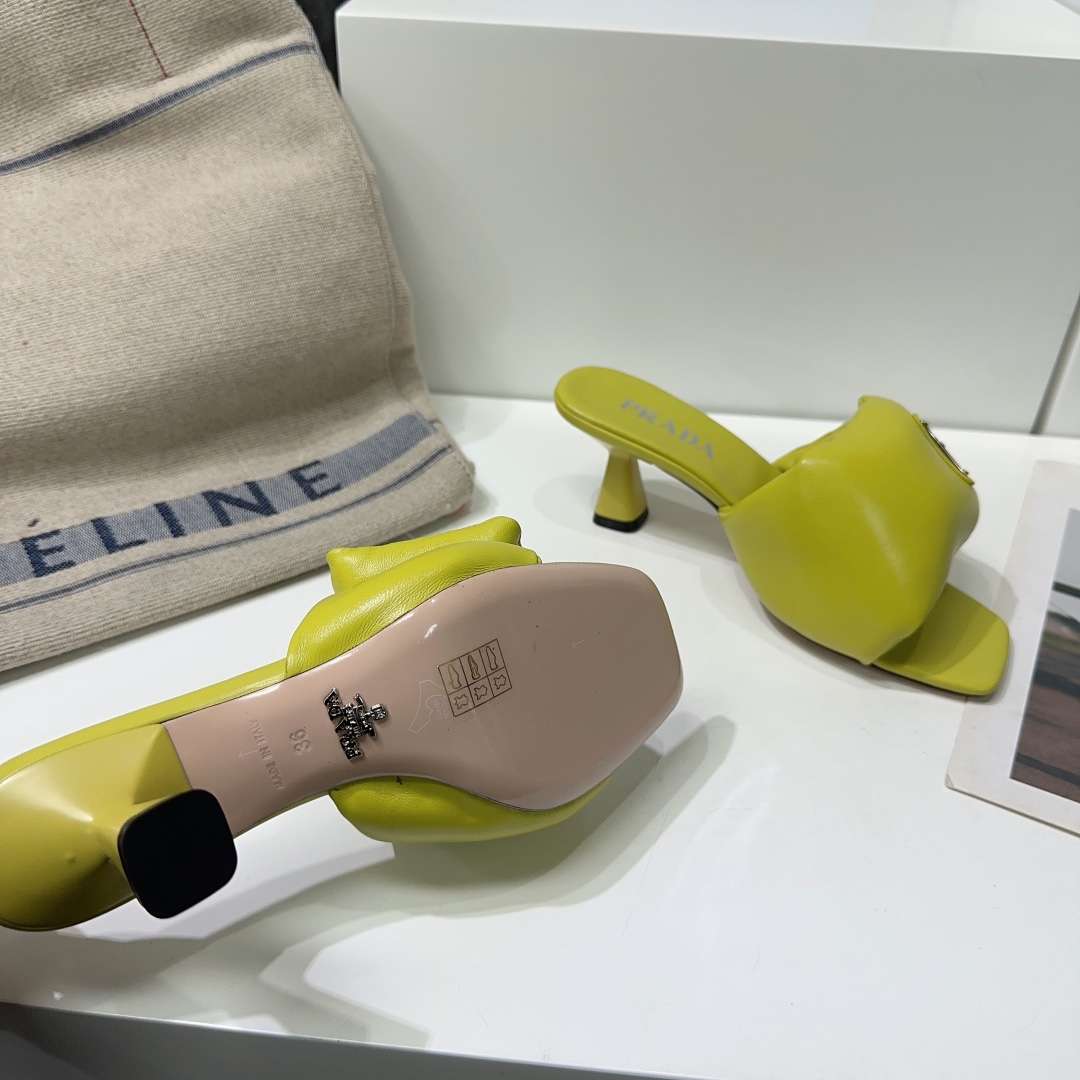 Pra*a Soft Padded Nappa Sandals Yellow For Women