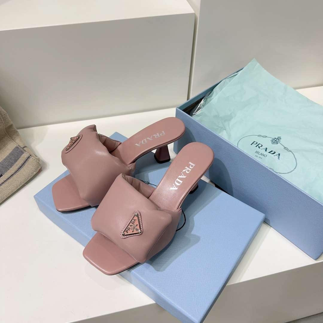 Pra*a Soft Padded Nappa Sandals Pink For Women