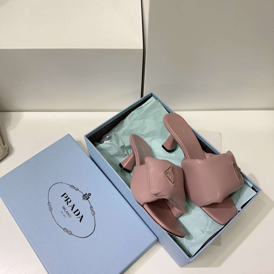 Pra*a Soft Padded Nappa Sandals Pink For Women