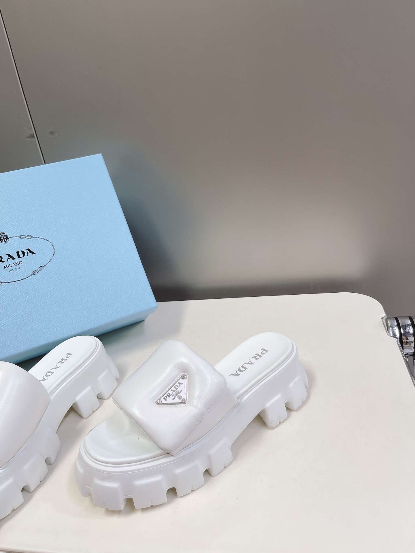 Pra*a Soft Padded Slides White For Women