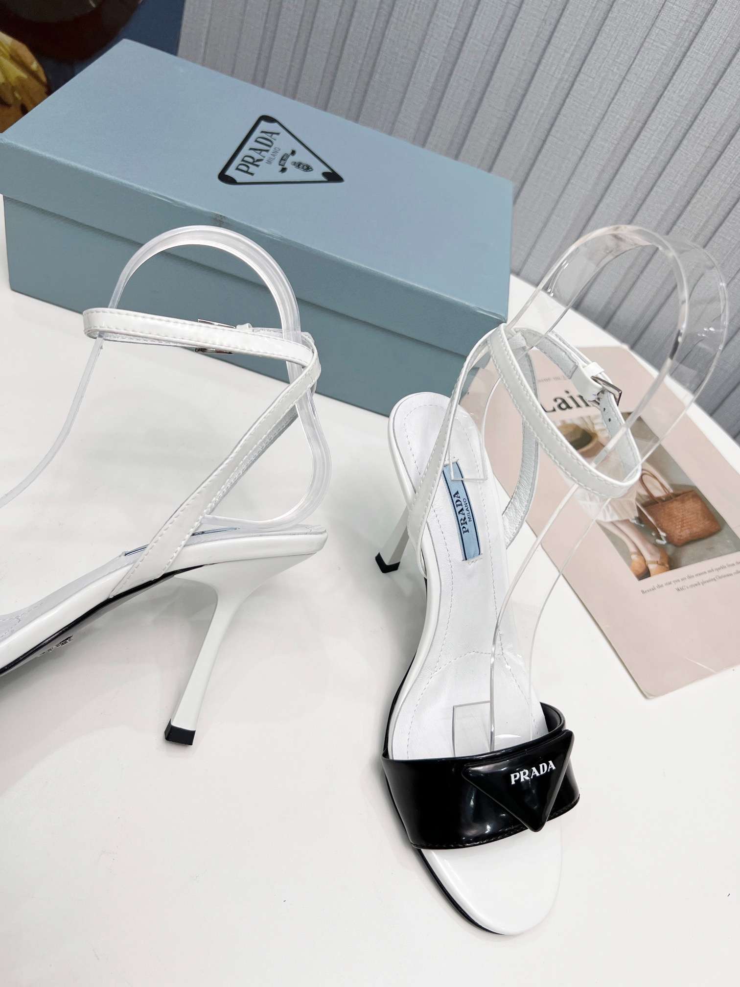 Pra*a Square Toe Pointed Pumps White For Women