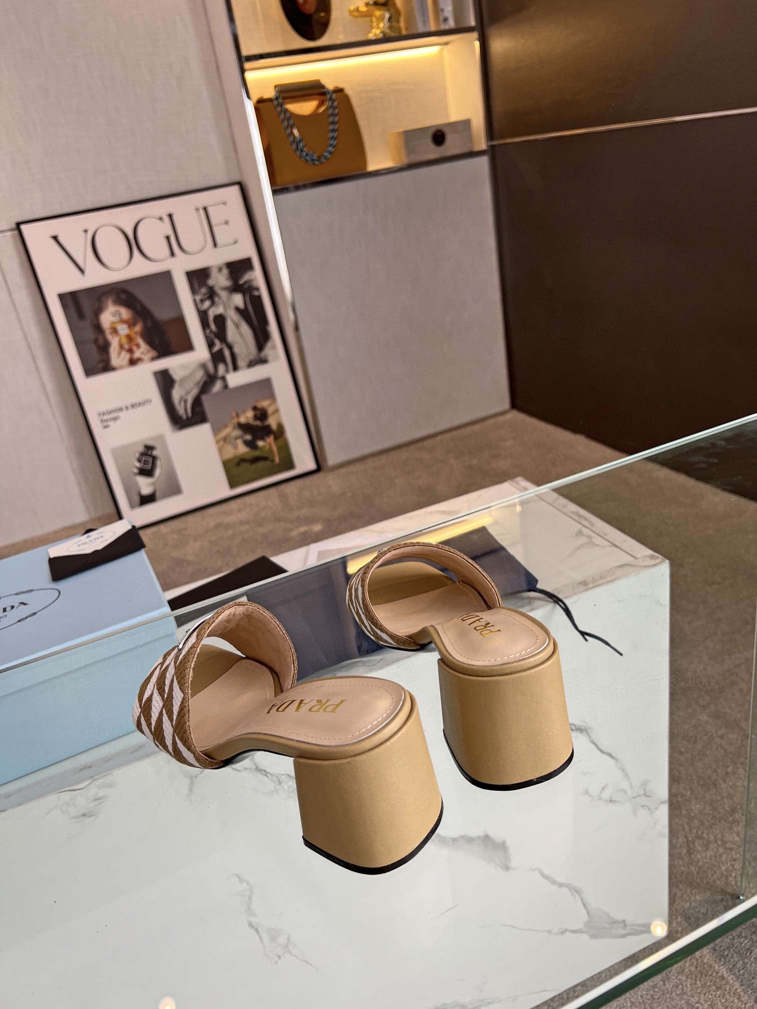 Pra*a Triangle Slip-On Sandals Brown For Women