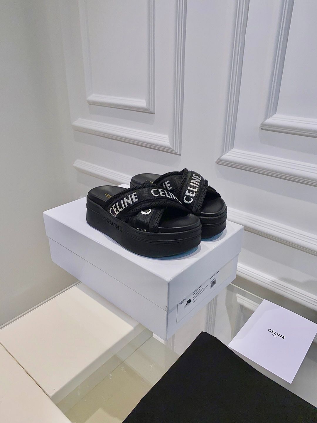 Ce1i*e Block Slide In Mesh And Textile With Ce1i*e Jacquard Black For Women 354412276C.38AB