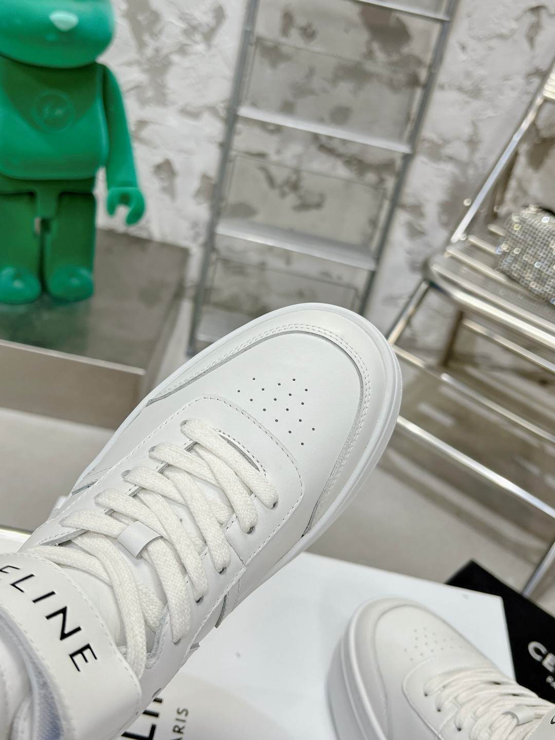 Ce1i*e Mid Block Sneakers With Velcro And Wedge White For Women 352163338C.01OP