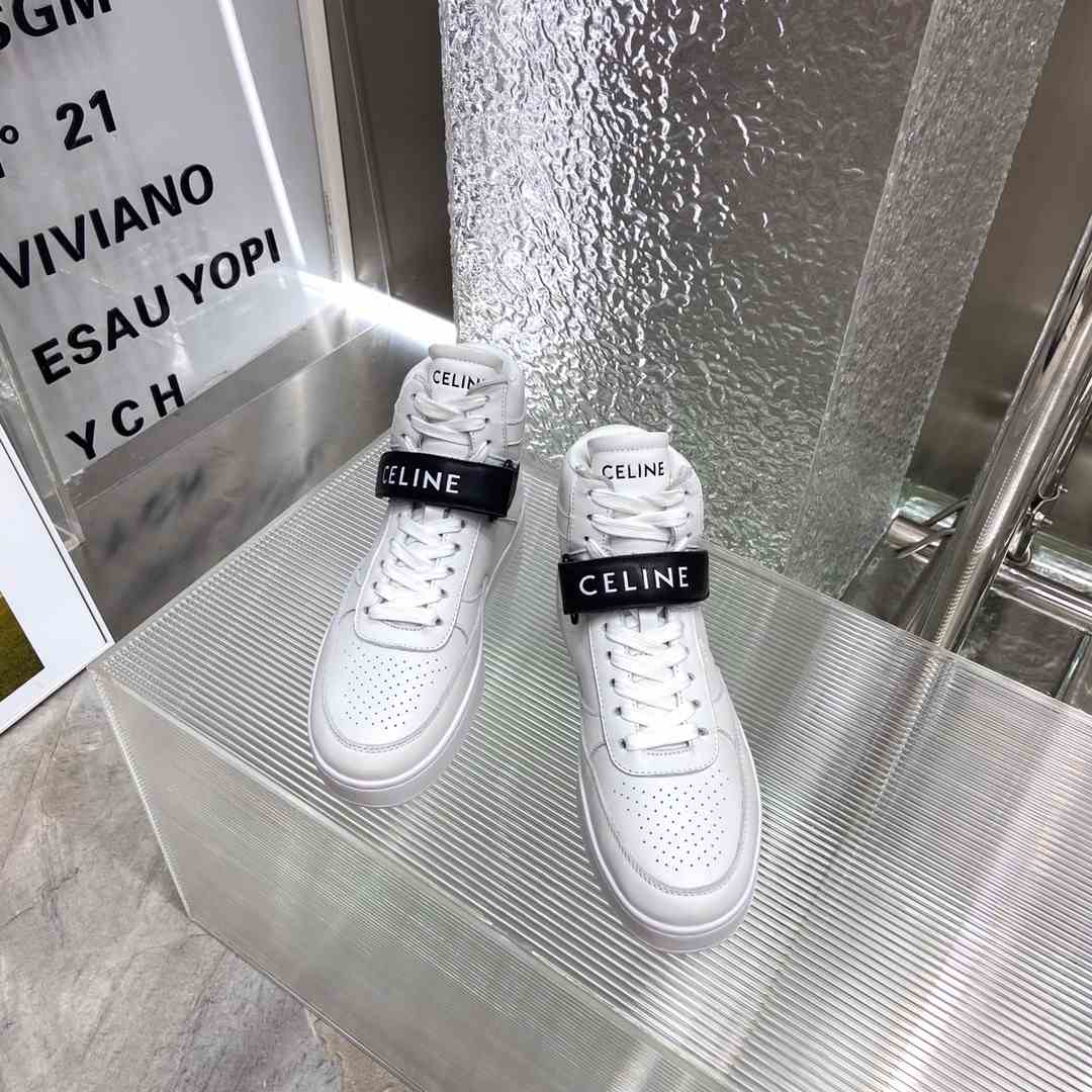 Ce1i*e Trainer High Sneaker With Scratch White And Black For Women