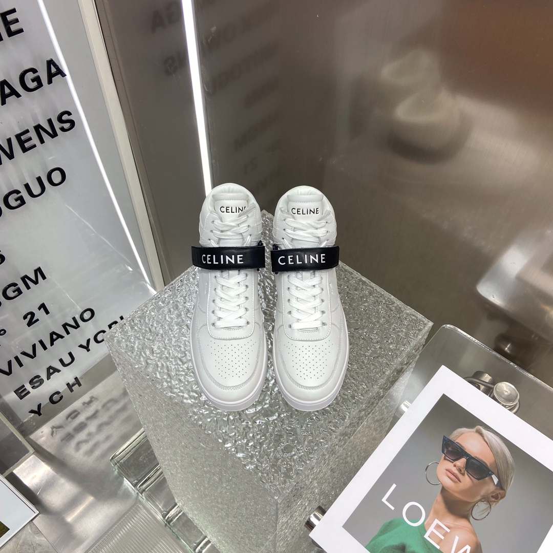 Ce1i*e Trainer High Sneaker With Scratch White And Black For Women