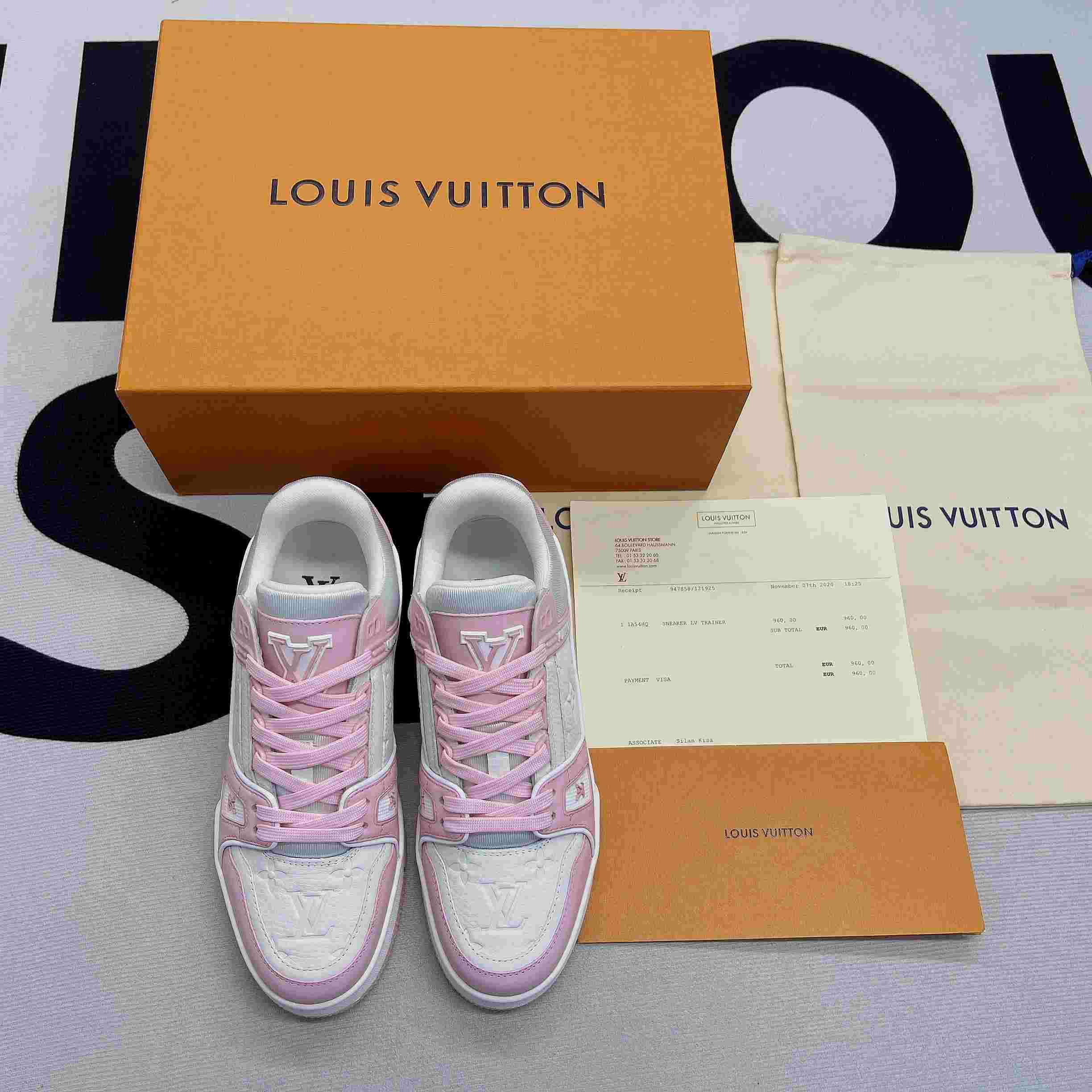 L0vis Vvtt0n LV Trainer Sneaker Pink For Men 1ABOEI