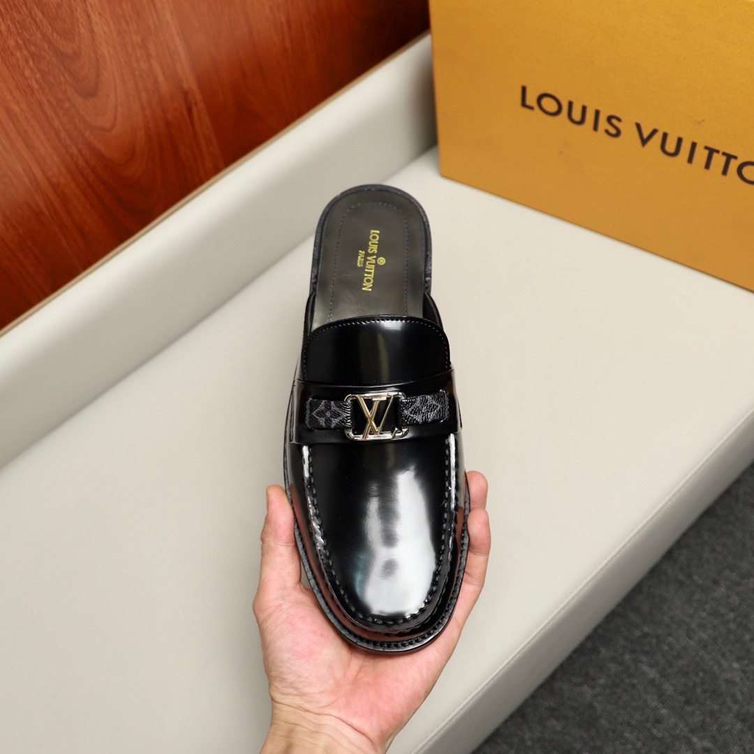 L0vis Vvtt0n Major Open Back With Trim Loafer Black For Men