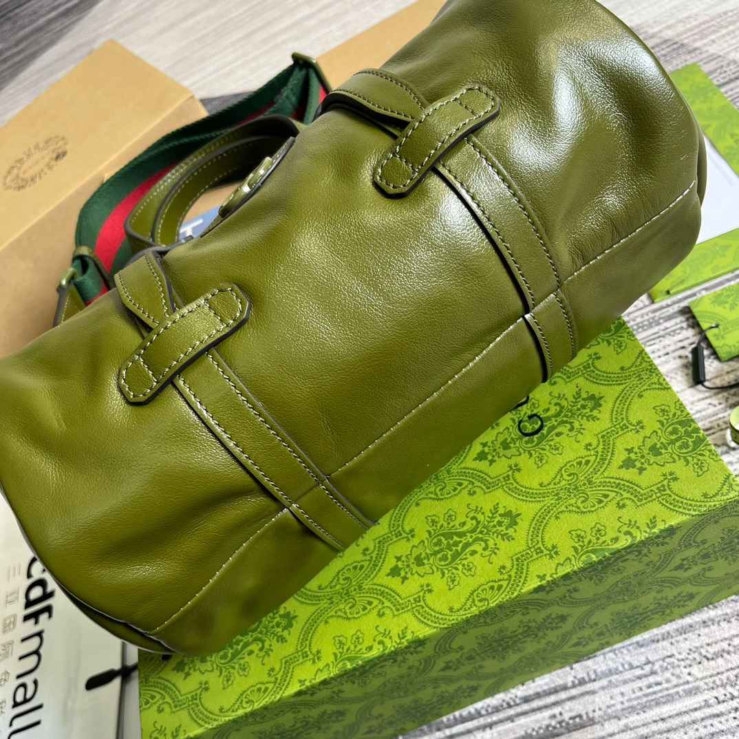 Gvc*1 Small Duffle Bag With Tonal Double G Black/Green Khaki/Grey 11.2 in/28.5cm 725701 AABDE 1060