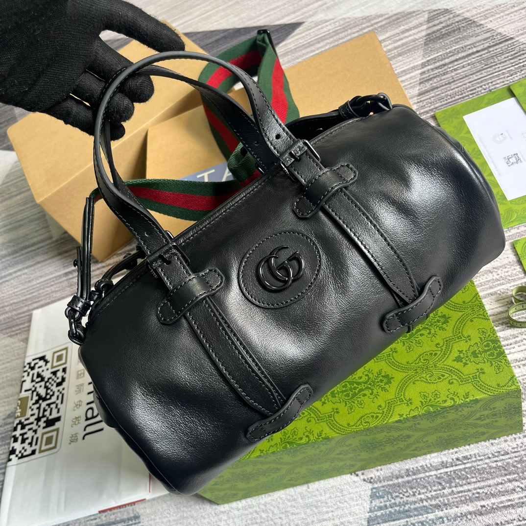 Gvc*1 Small Duffle Bag With Tonal Double G Black/Green Khaki/Grey 11.2 in/28.5cm 725701 AABDE 1060
