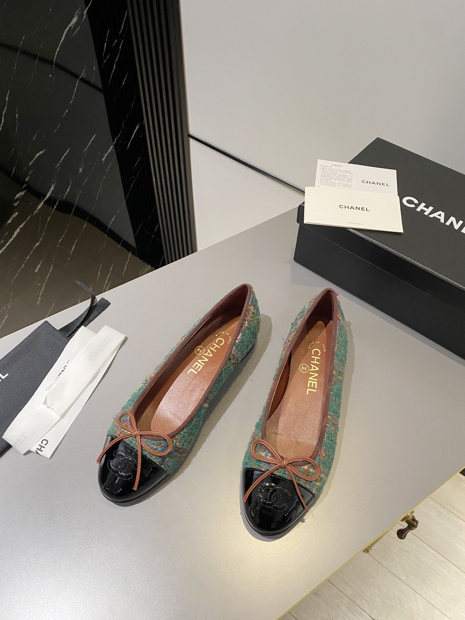 Ch**el Ballet Flats Green For Women G02819 B13395 NP763