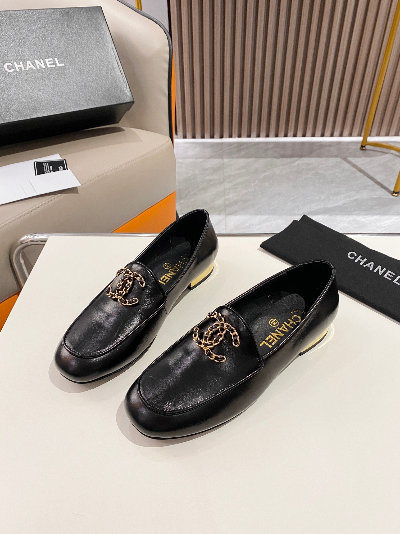 Ch**el Colorful Double C Logo Loafers Black For Women